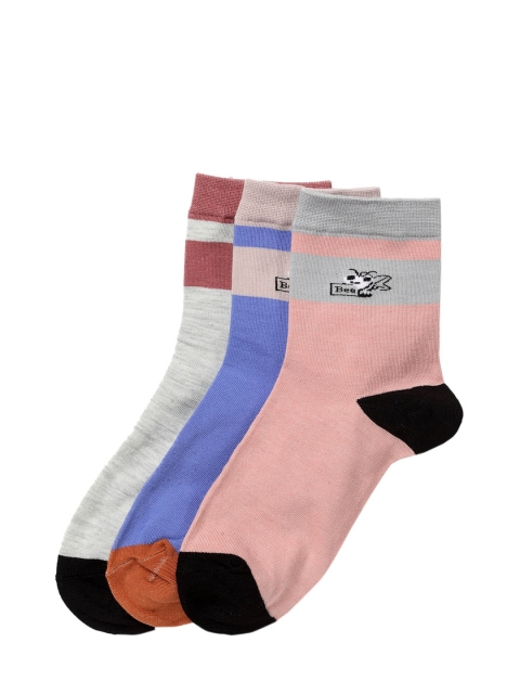 

J Style Women Pack of 3 Patterned Above Ankle-Length Socks, Multi