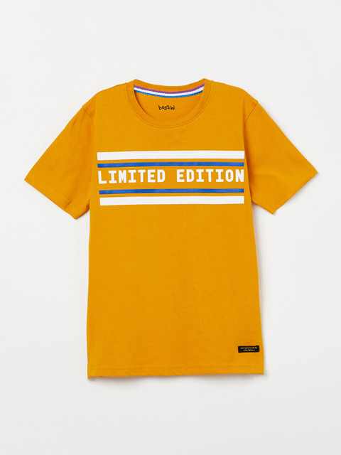 

Bossini Boys Mustard Printed Round Neck T-shirt