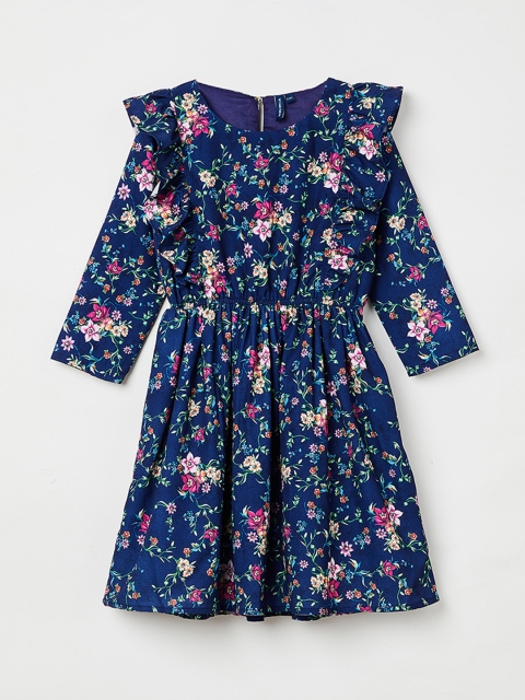 

Fame Forever by Lifestyle Girls Navy Blue Floral Print Fit and Flare Dress