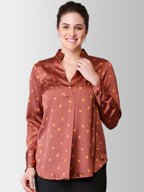 

FableStreet Women Brown Printed A-Line Top