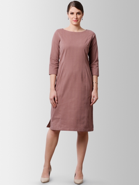 

FableStreet Women Solid Dusty Pink Sheath Dress