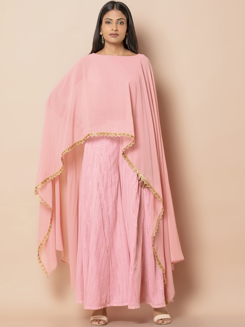 

INDYA Women Pink Solid Cape Top