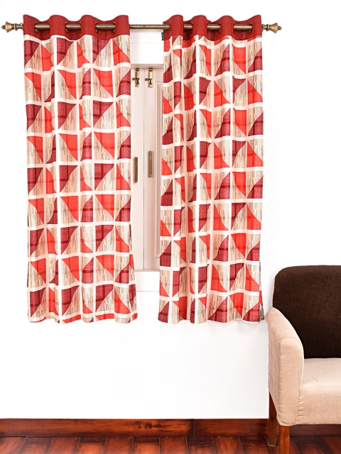

Ariana Red & Beige Set of 2 Window Curtains