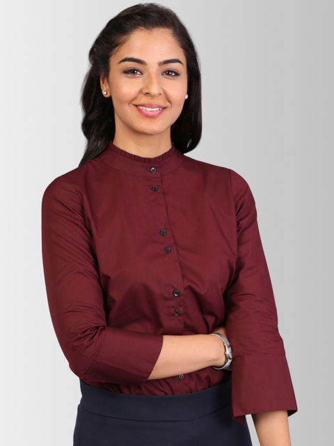 

FableStreet Women Maroon Regular Fit Solid Formal Shirt