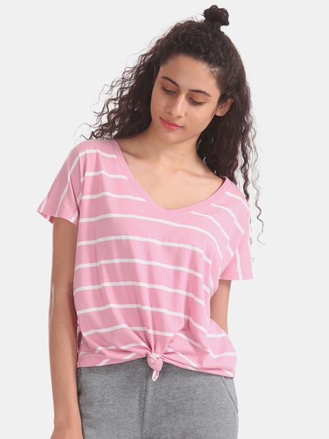 

Aeropostale Women Pink Striped Top
