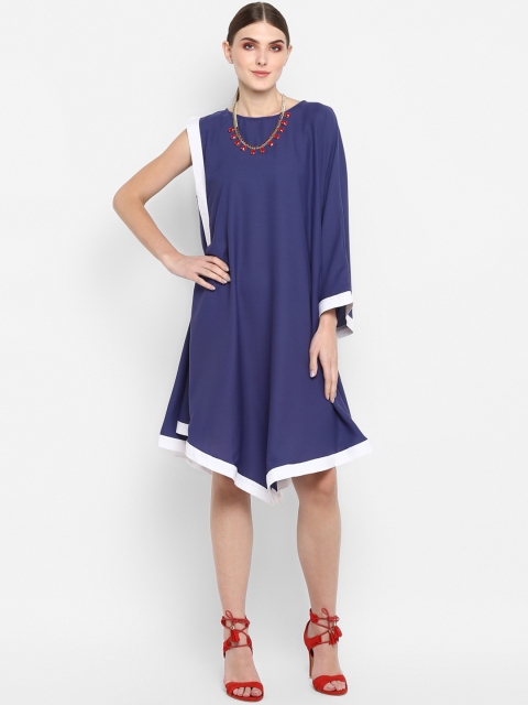 

TRENDY DIVVA Women Solid Blue A-Line Dress