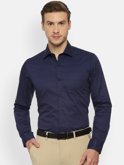 

Van Heusen Men Navy Blue Slim Fit Checked Formal Shirt