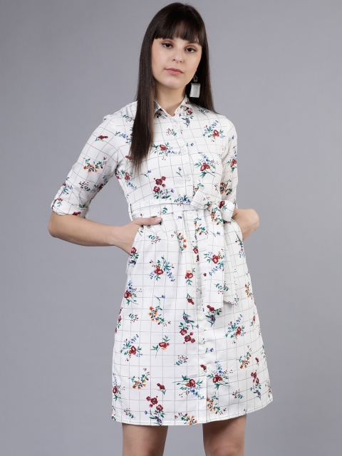 

Tokyo Talkies Women White Floral Printed Shirt Dress