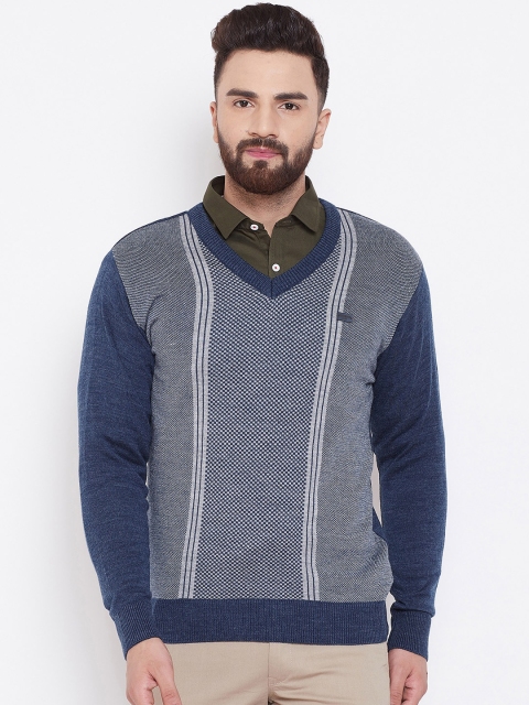

Duke Men Blue Self Design Sweater