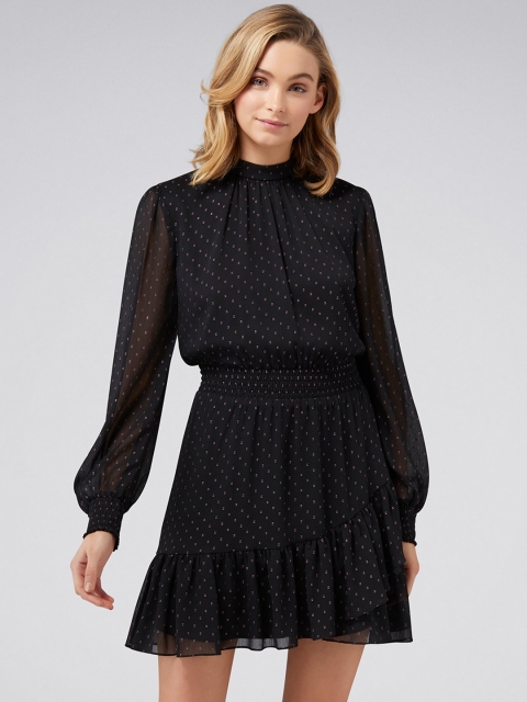

Forever New Women Black Printed Blouson Dress