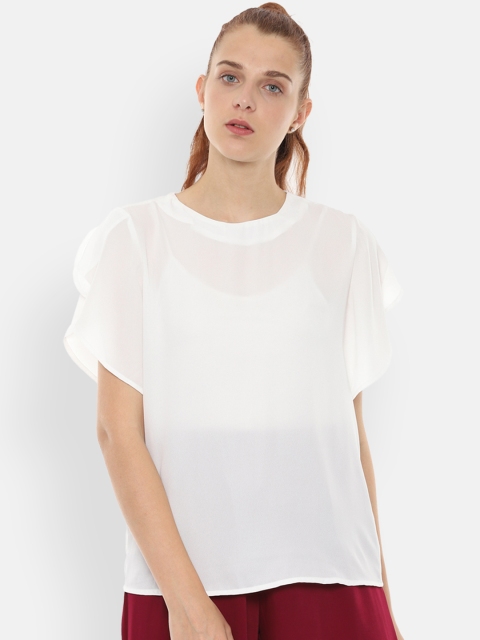 

Van Heusen Women White Solid A-Line Top