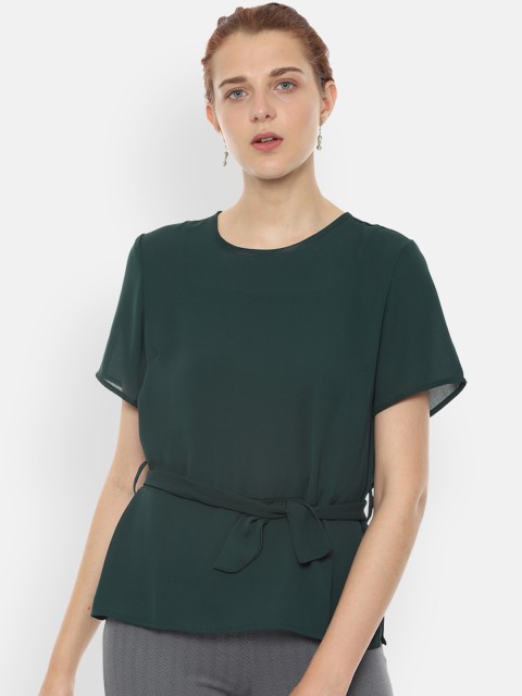 

Van Heusen Women Green Solid Top
