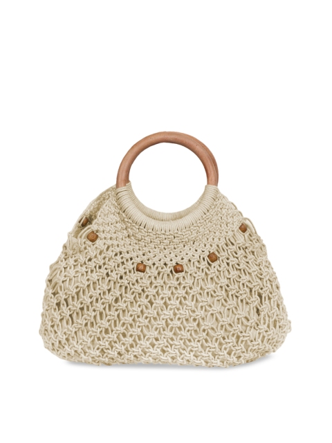 

Diwaah Women Cream-Coloured Self Design Tote Bag