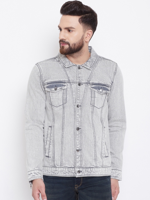 

Canary London Men Grey Solid Denim Jacket