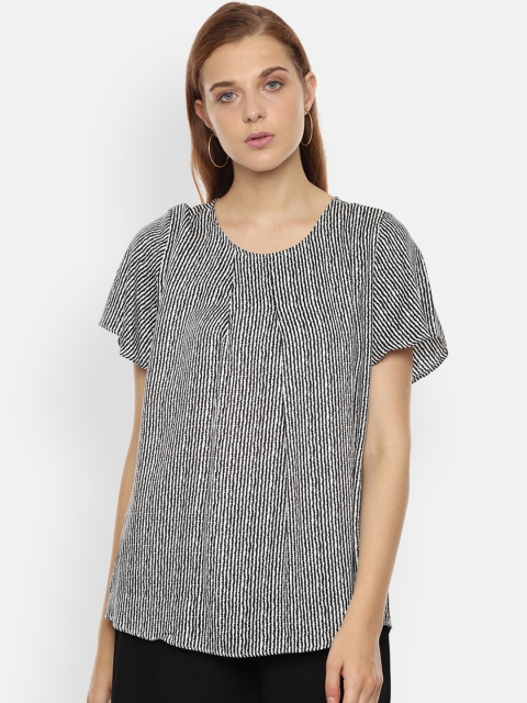 

Van Heusen Woman Black Striped A-Line Top