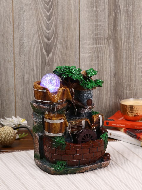 

House Of Accessories Brown & Green Water Fountain with Light