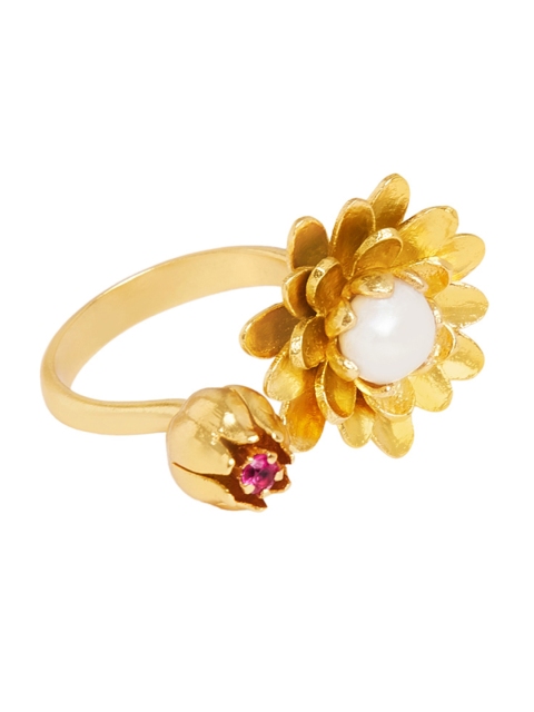 

Zariin Women Gold-Plated & White Handcrafted Finger Ring