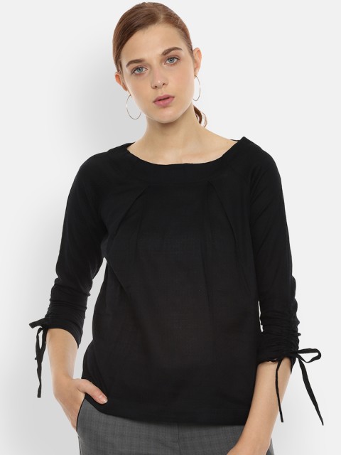 

Van Heusen Women Black Solid Pure Cotton Top