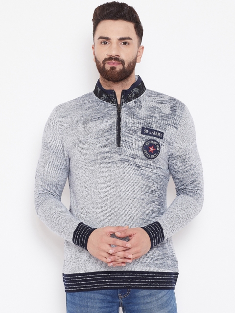 

Duke Men Grey & Blue Self Design Sweater