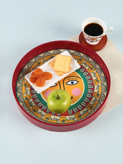 

Chumbak Maroon & Yellow Rise And Unwind Serving Tray