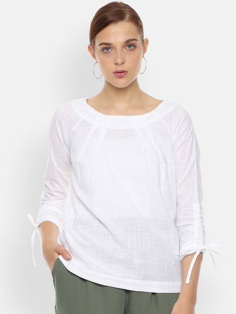

Van Heusen Woman White Solid Pure Cotton Top