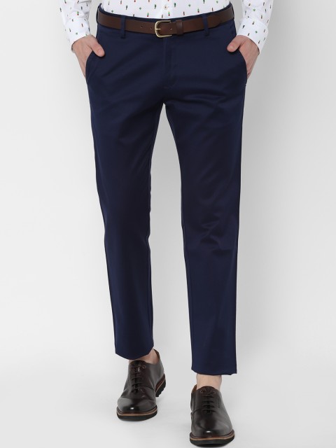 

SIMON CARTER LONDON Men Navy Blue Slim Fit Self Design Regular Trousers