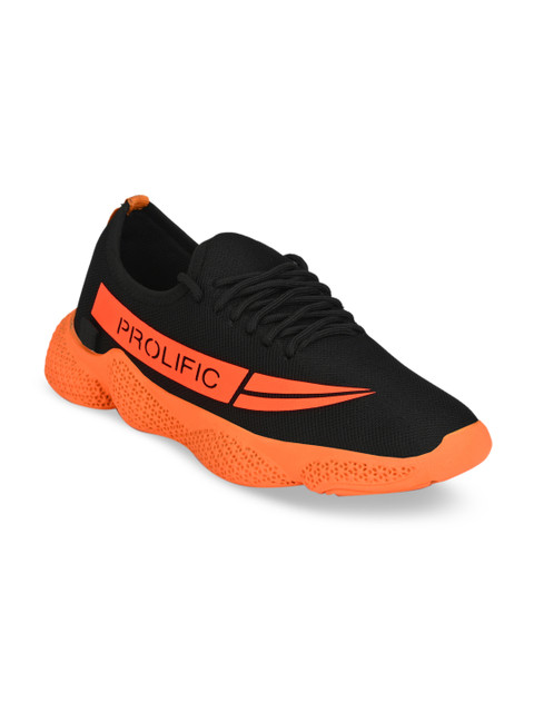 

Prolific Men Black & Orange Printed Sneakers