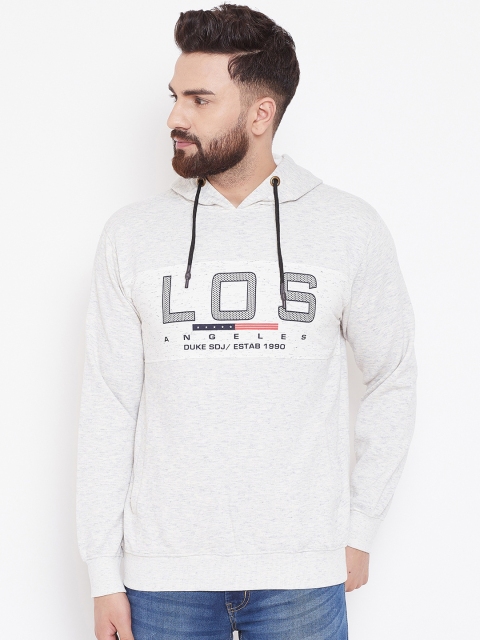 

Duke Men White Printed Hooded Sweatshirt