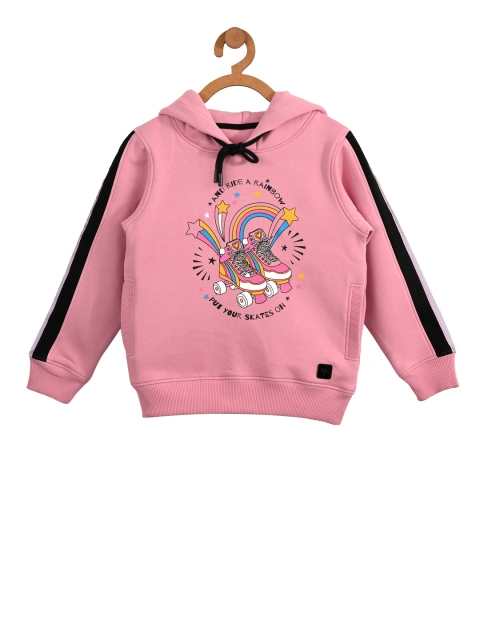 

Stupid Cupid Girls Pink Printed Hooded Sweatshirt