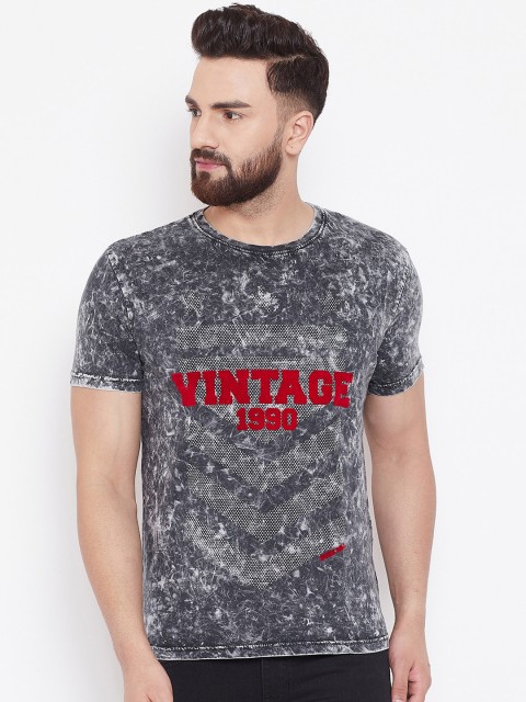 

Duke Men Black Printed Round Neck T-shirt