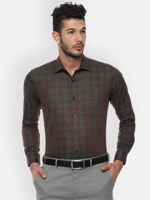 

Van Heusen Men Brown Slim Fit Printed Formal Shirt