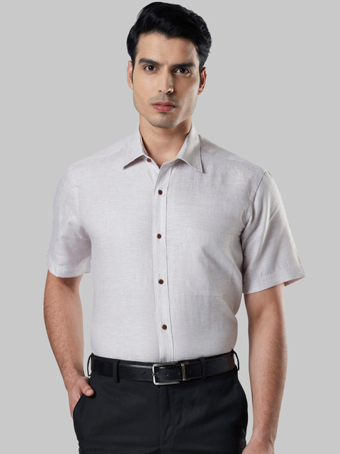 

Raymond Men Grey Regular Fit Solid Linen Formal Shirt