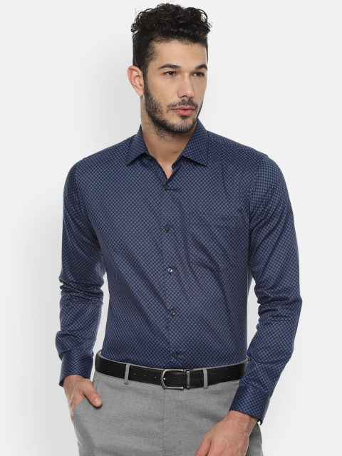 

Van Heusen Men Navy Blue Slim Fit Printed Formal Shirt