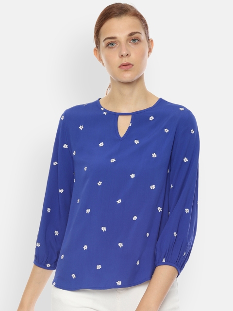 

Van Heusen Woman Women Navy Blue & White Printed Top