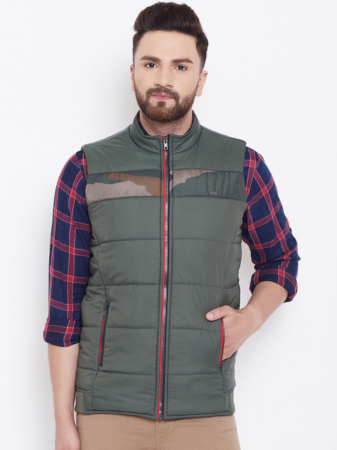 

Canary London Men Olive Green Printed Padded Jacket