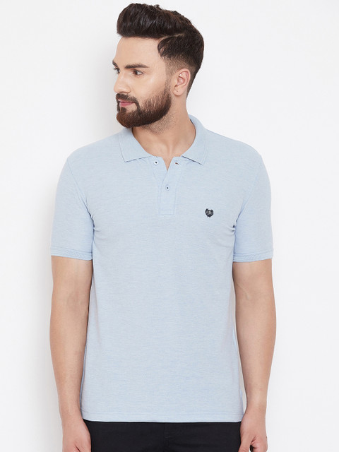 

Duke Men Blue Solid Polo Collar T-shirt