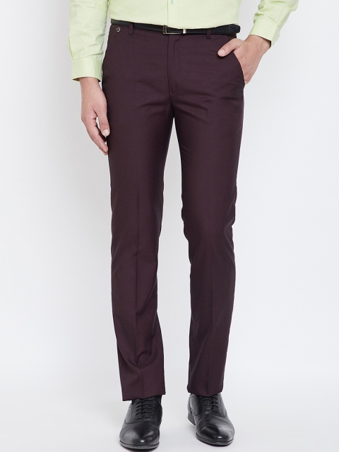 

Canary London Men Burgundy Smart Slim Fit Solid Formal Trousers