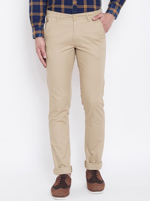 

Canary London Men Khaki Smart Slim Fit Self Design Regular Trousers