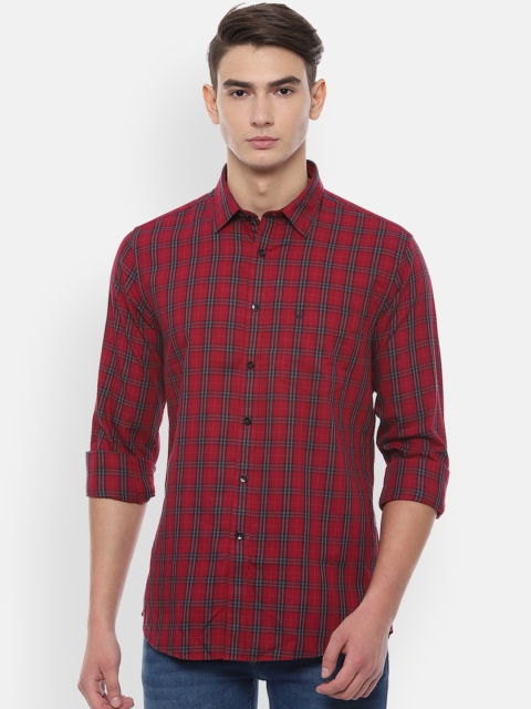 

Allen Solly Men Red & Blue Slim Fit Checked Casual Shirt