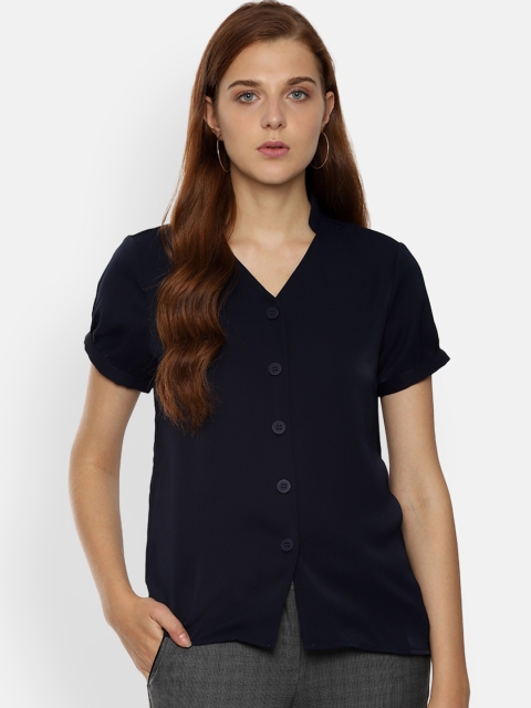 

Van Heusen Woman Women Navy Blue Solid Top