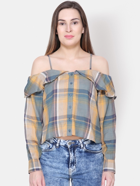

Yaadleen Women Yellow Checked Top