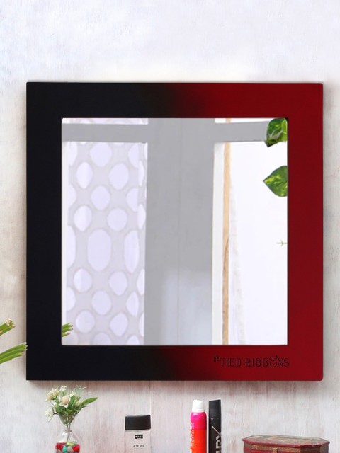 

TIED RIBBONS Red & Black Square Decorative Wall Mirror