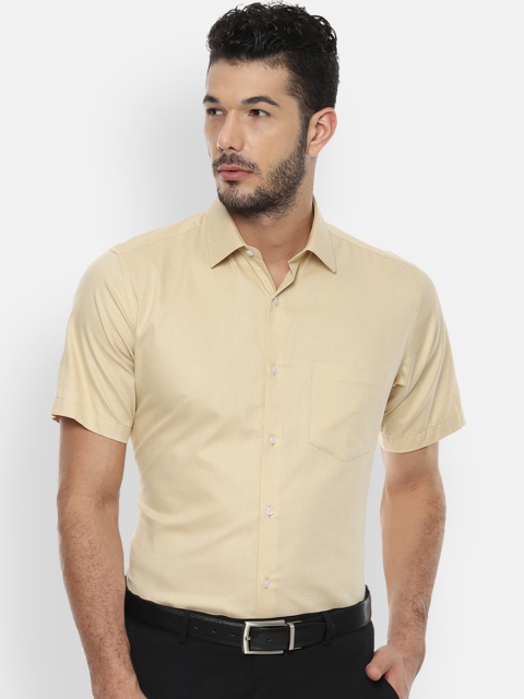 

Van Heusen Men Cream-Coloured Regular Fit Self Design Formal Shirt