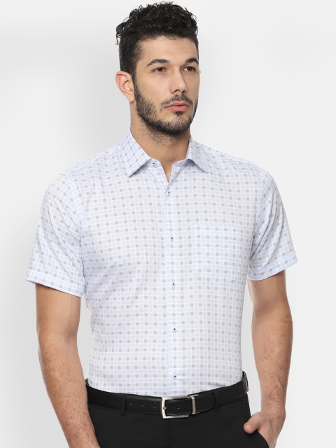 

Van Heusen Men Blue & Grey Regular Fit Checked Formal Shirt