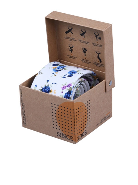 

Tossido White Printed Broad Tie