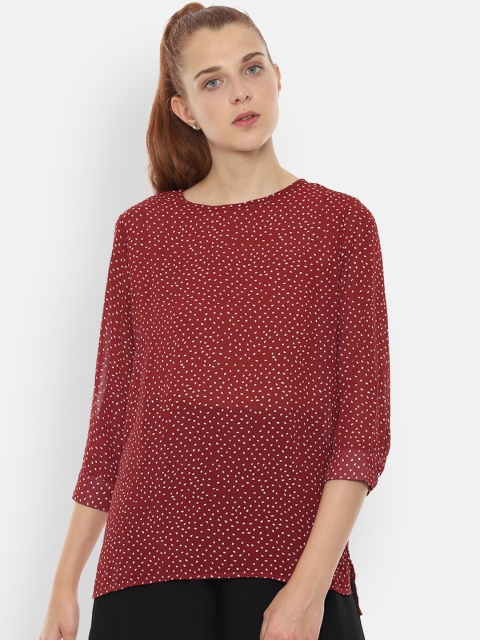 

Van Heusen Woman Maroon & White Printed Top