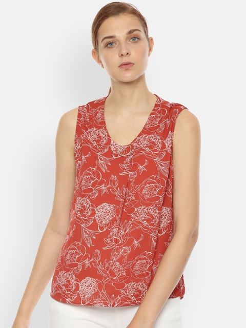 

Van Heusen Women Orange Printed A-Line Top
