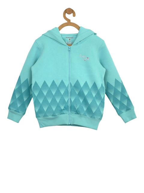 

Stupid Cupid Girls Sea Green Printed Hooded Sweatshirt