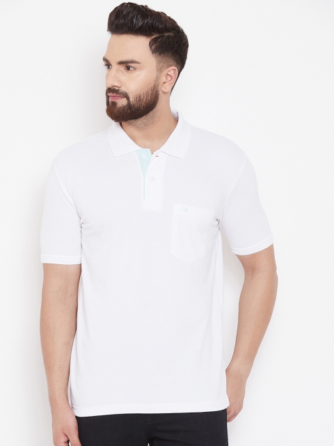 

Duke Men White Solid Polo Collar T-shirt