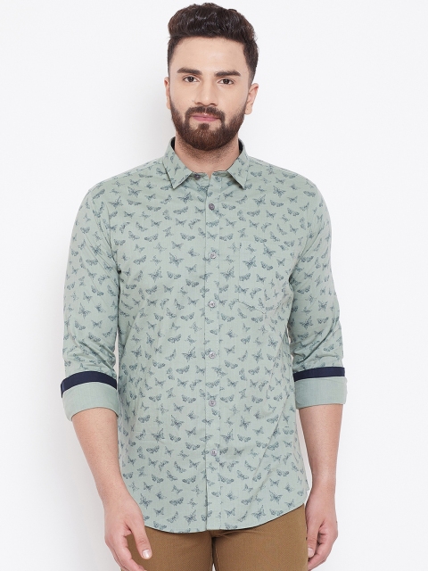 

Duke Men Green Regular Fit Printed Casual Shirt